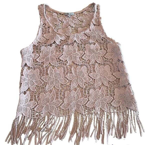 Vintage charlotte russe dusty Rose Fringe Tank Vest Medium - Picture 1 of 4